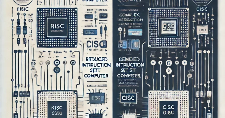 RISC vs CISC infographic showing key differences with CPU diagrams