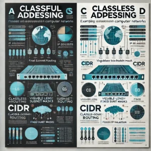 Infographic comparing Classful vs Classless Addressing in networking