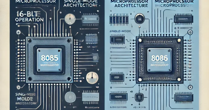 Infographic comparing 8085 and 8086 microprocessors with clear key differences