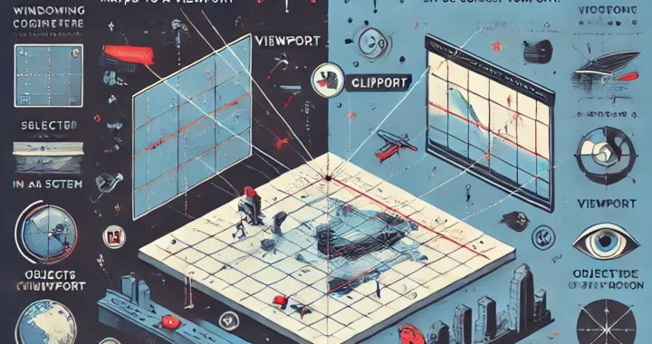 Infographic comparing Windowing and Clipping in Computer Graphics