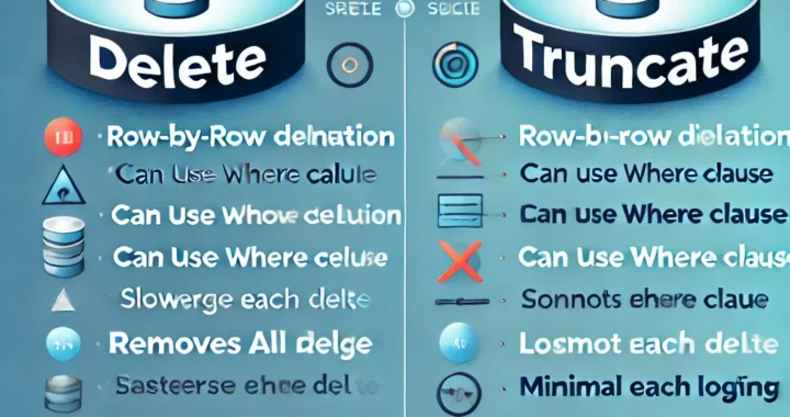 Visual representation of DELETE vs TRUNCATE SQL differences