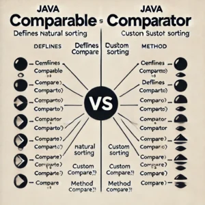 Java Comparable vs Comparator Differences A visual comparison of Java's Comparable and Comparator interfaces, illustrating key differences in how they are used to compare objects in Java.