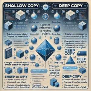 Infographic comparing Shallow Copy vs Deep Copy in programming