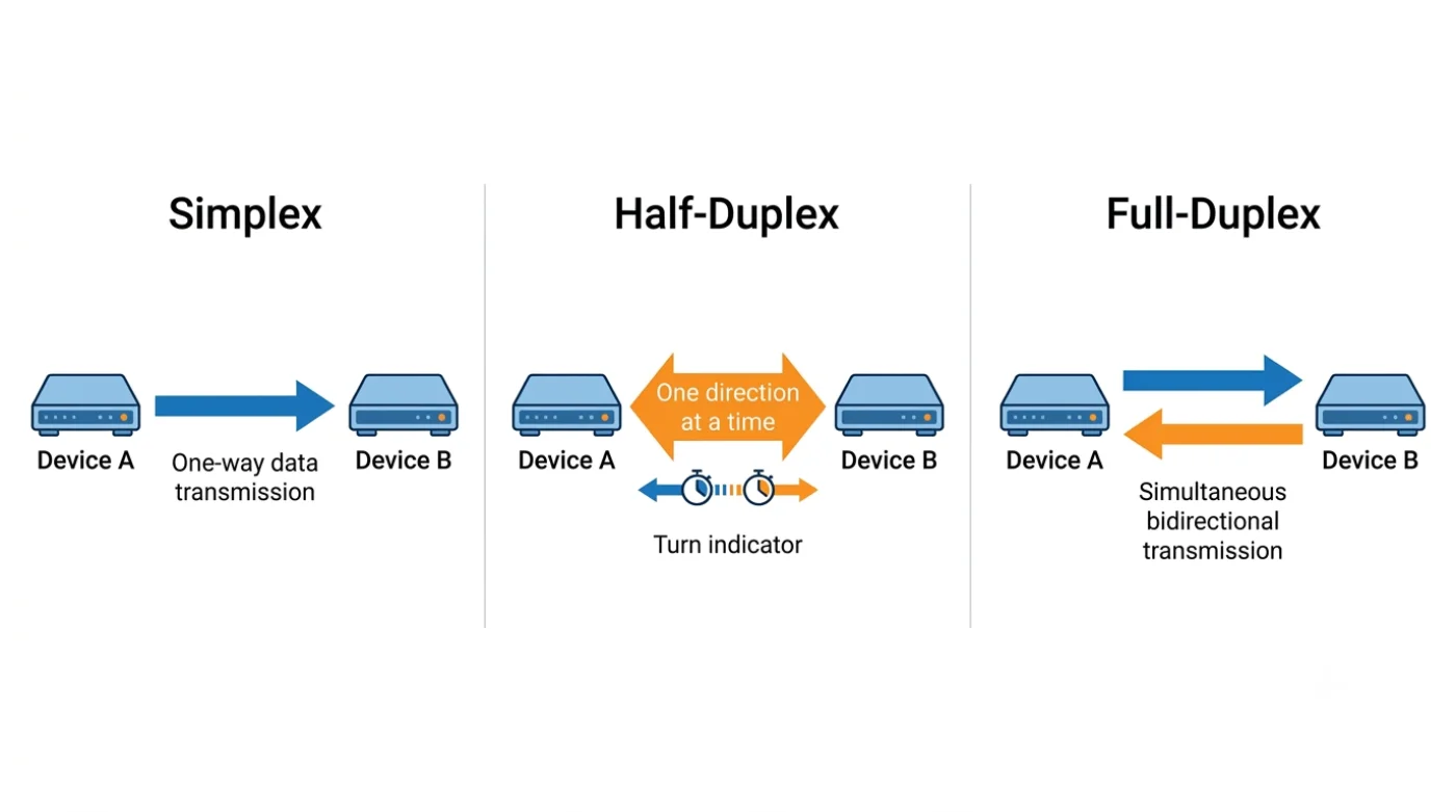 Example Full Simplex Simplex vs Half-Duplex vs Full-Duplex (with Examples)