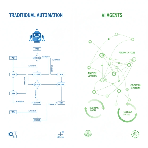 AI Agents vs Traditional Automation: 12 Key Differences (2026)