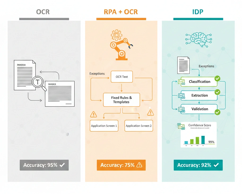 IDP vs OCR and RPA: Document Processing Guide (2026)